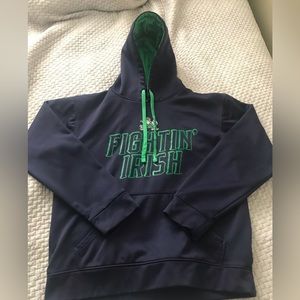 Notre Dame Fighting Irish Champion Green and Blue Hoodie Size Medium